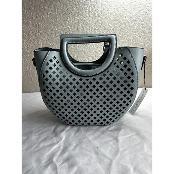 Sole Society Eppie Perforated Faux Leather Blue Satchel Crossbody w/ Hang Tag - Picture 5 of 12